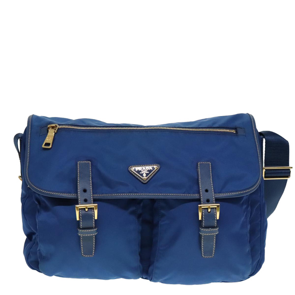 PRADA Shoulder Bag Nylon Blue Gold Auth 90221 - Picture 13 of 16